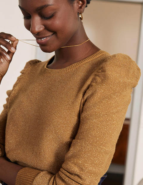 Glitzerpullover mit Puffärmeln - Gold, Glitzer Glitzerpullover mit Puffärmeln - Gold, Glitzer