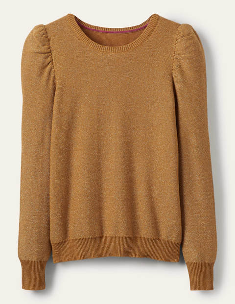 Glitzerpullover mit Puffärmeln - Gold, Glitzer Glitzerpullover mit Puffärmeln - Gold, Glitzer
