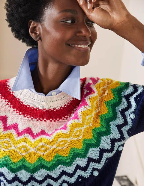 Lässiger Fair-Isle-Pullover - Segelblau Lässiger Fair-Isle-Pullover - Segelblau