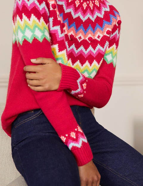 Relaxed Fair Isle Sweater - Rockabilly Red