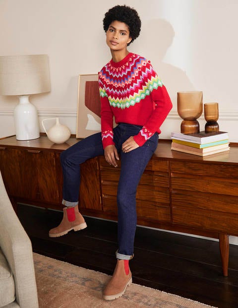 Relaxed Fair Isle Sweater - Rockabilly Red Relaxed Fair Isle Sweater - Rockabilly Red
