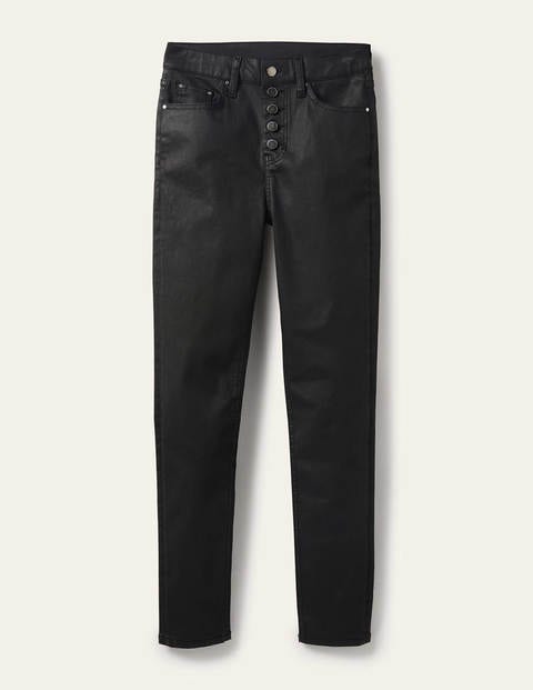 Button Fly Skinny Jeans - Black Waxed Button Fly Skinny Jeans - Black Waxed