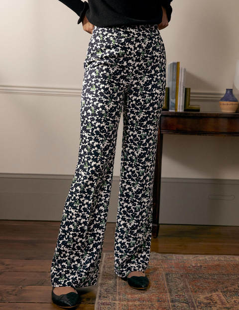 Relaxed Bootcut Trousers - Black, Camo Floral Relaxed Bootcut Trousers - Black, Camo Floral