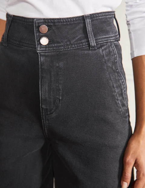 Wide Leg Denim Culottes - Washed Black Wide Leg Denim Culottes - Washed Black