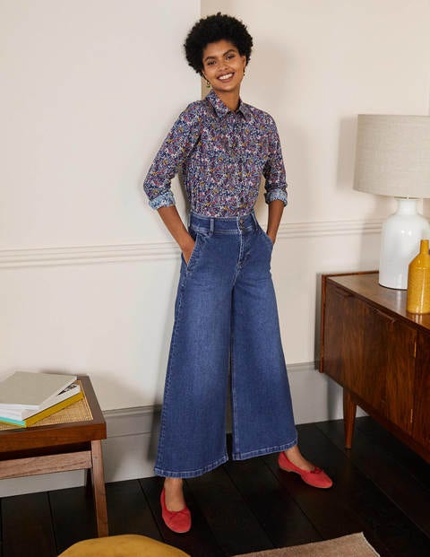 Wide Leg Denim Culottes - Mid Vintage Wide Leg Denim Culottes - Mid Vintage