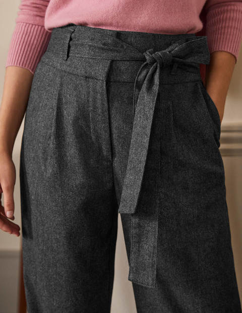 Hose mit Taillenschnürung und weitem Bein - Anthrazit Meliert Hose mit Taillenschnürung und weitem Bein - Anthrazit Meliert