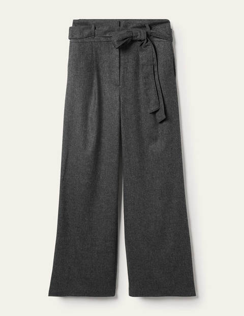 Hose mit Taillenschnürung und weitem Bein - Anthrazit Meliert Hose mit Taillenschnürung und weitem Bein - Anthrazit Meliert
