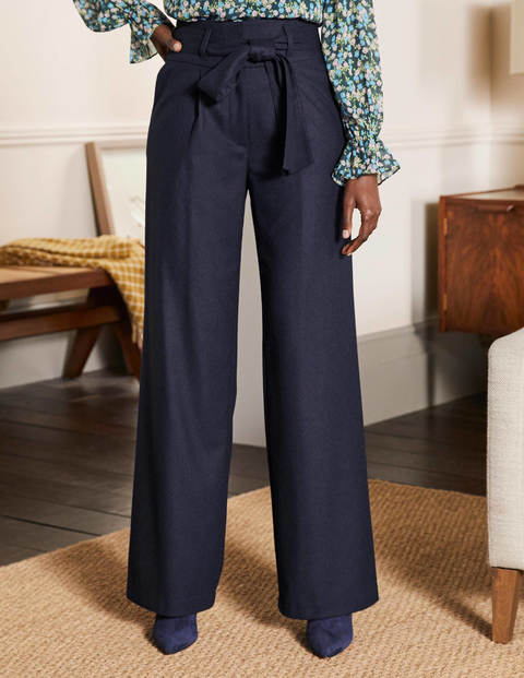 Hose mit Taillenschnürung und weitem Bein - Navy Hose mit Taillenschnürung und weitem Bein - Navy