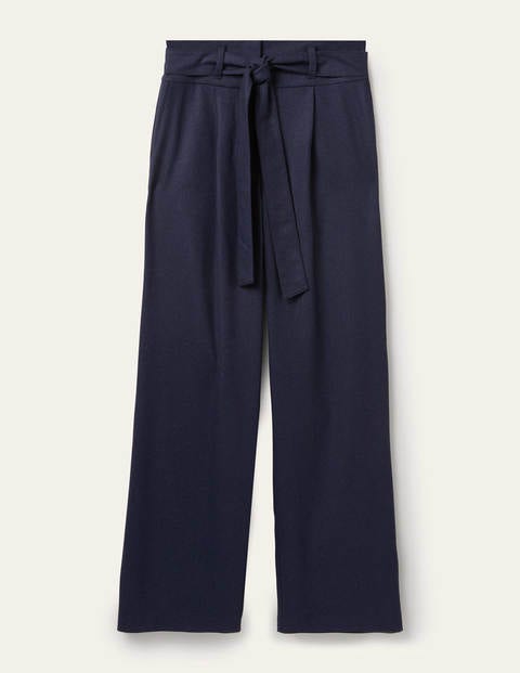 Hose mit Taillenschnürung und weitem Bein - Navy Hose mit Taillenschnürung und weitem Bein - Navy