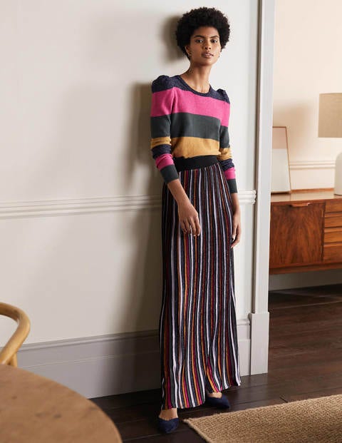 Knitted Party Skirt - Multi Lurex Stripe