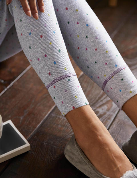 Ribbed Pyjama Leggings - Grey Marl, Multi Little Star Ribbed Pyjama Leggings - Grey Marl, Multi Little Star