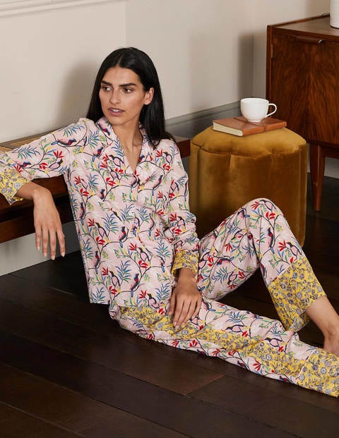 Silk Pajama Set - Milkshake, Berry Bird Silk Pajama Set - Milkshake, Berry Bird