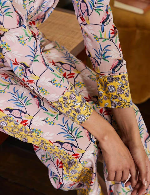 Silk Pajama Set - Milkshake, Berry Bird Silk Pajama Set - Milkshake, Berry Bird