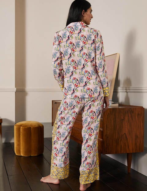 Silk Pajama Set - Milkshake, Berry Bird Silk Pajama Set - Milkshake, Berry Bird