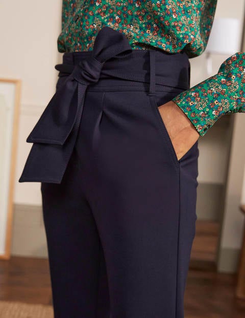 Tie Waist Ponte Pants - Navy Tie Waist Ponte Pants - Navy