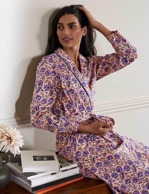 Janie Dressing Gown - Ivory, Rich Floral Janie Dressing Gown - Ivory, Rich Floral