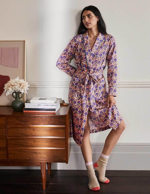 Janie Dressing Gown - Ivory, Rich Floral Janie Dressing Gown - Ivory, Rich Floral