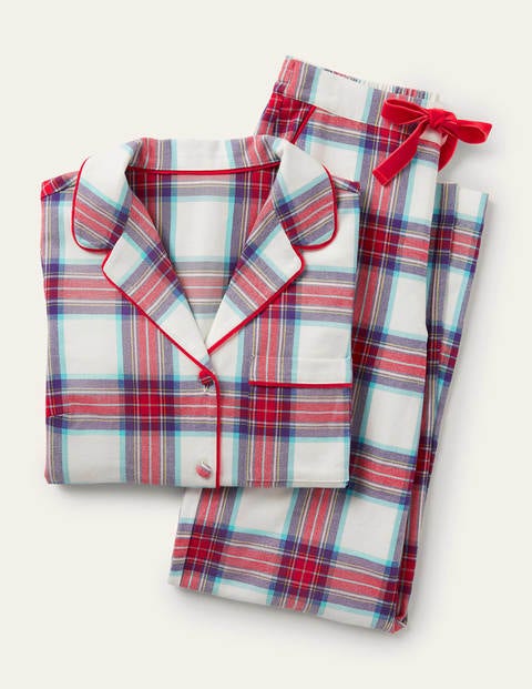 Vanessa Cosy Pyjamas - Ivory and Rockabilly Red Check Vanessa Cosy Pyjamas - Ivory and Rockabilly Red Check