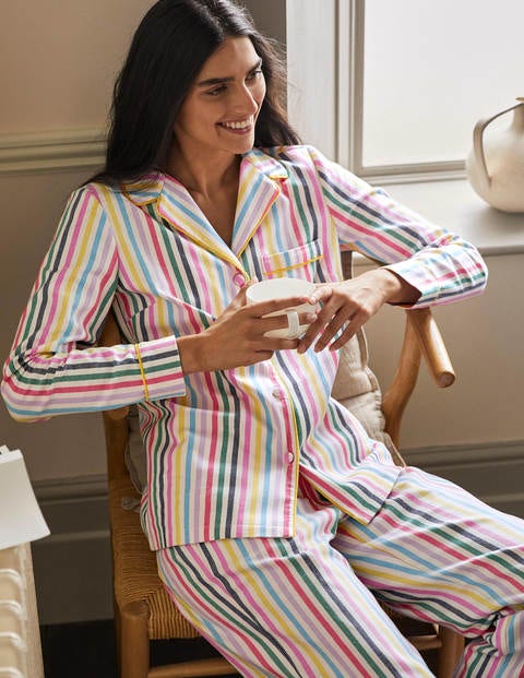 Vanessa Cosy Pajamas - Sail Woven Rainbow Stripe
