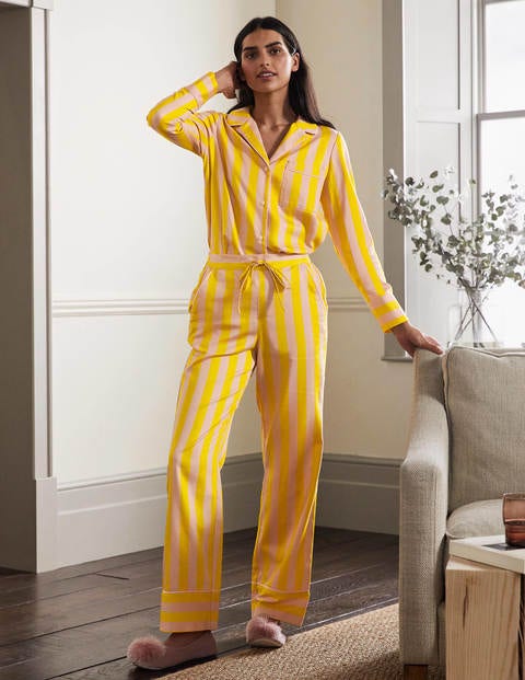 Cotton Pyjama Trousers - Milkshake and Wasp Stripe