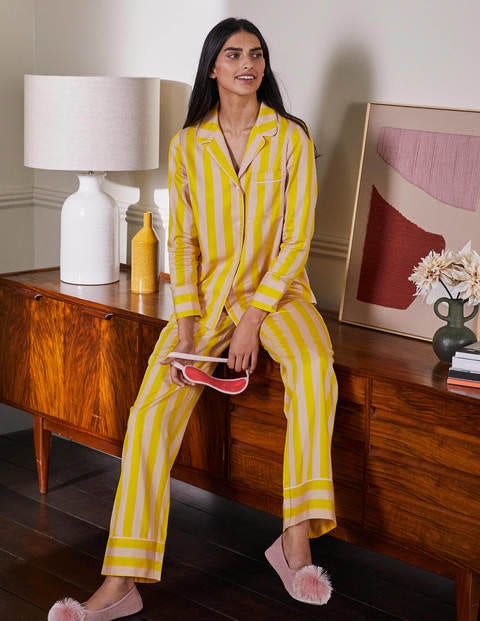 Long Sleeve Pyjama Shirt - Milkshake and Wasp Stripe