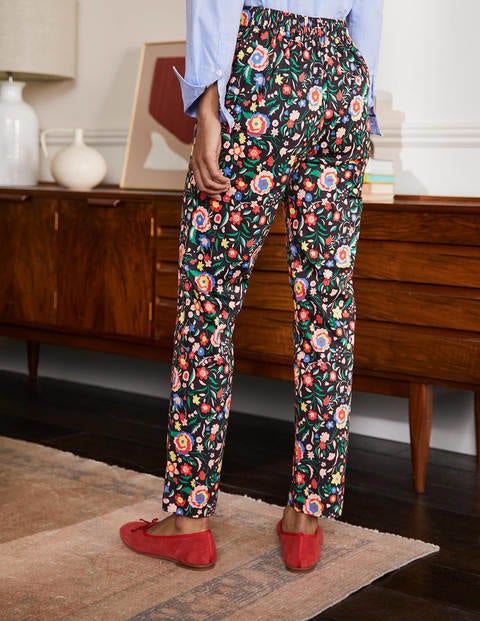 Danby Pull On Pants - Black, Rainbow Floral Large Danby Pull On Pants - Black, Rainbow Floral Large