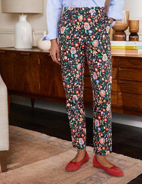 Danby Pull On Pants - Black, Rainbow Floral Large Danby Pull On Pants - Black, Rainbow Floral Large