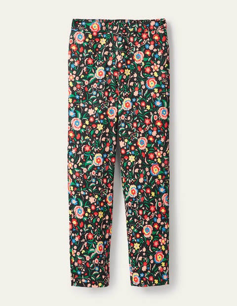 Danby Pull On Pants - Black, Rainbow Floral Large Danby Pull On Pants - Black, Rainbow Floral Large