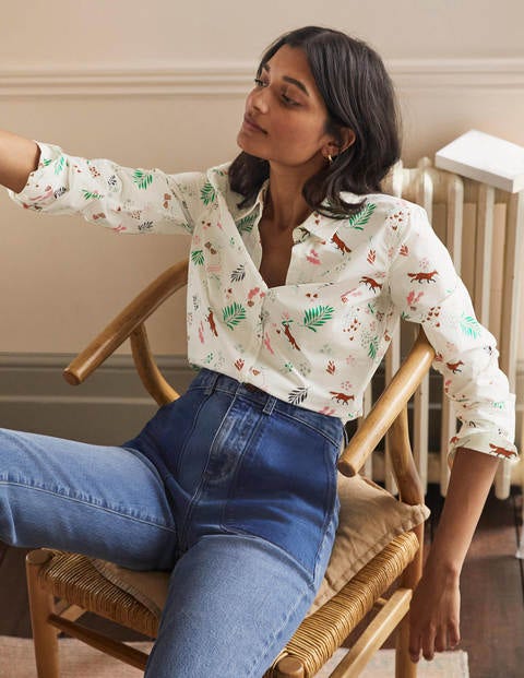The Cotton Shirt - Ivory, Fox Forest The Cotton Shirt - Ivory, Fox Forest