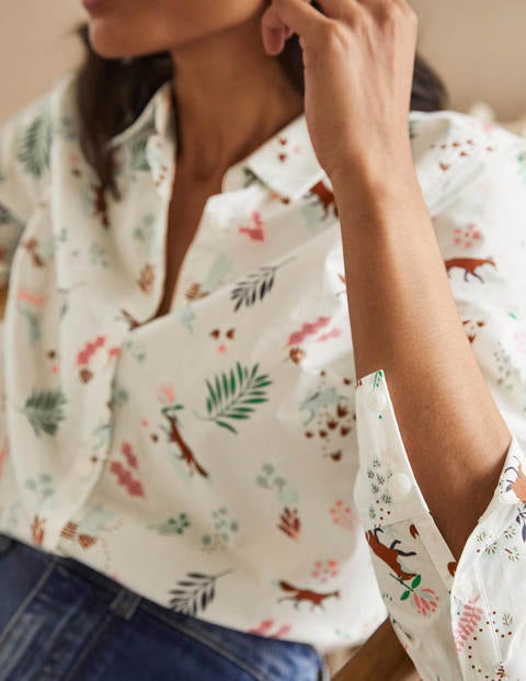 The Cotton Shirt - Ivory, Fox Forest The Cotton Shirt - Ivory, Fox Forest