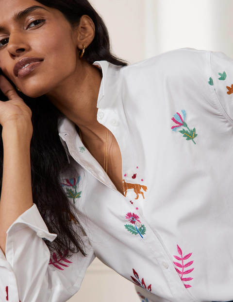 Agnes Oversized Shirt - White Embroidered Agnes Oversized Shirt - White Embroidered