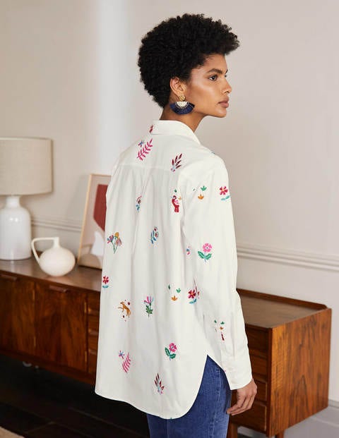 Agnes Oversized Shirt - White Embroidered Agnes Oversized Shirt - White Embroidered