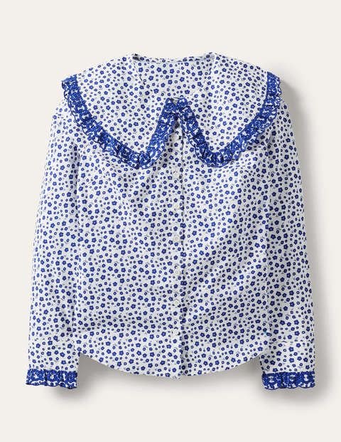Statement Collar Cotton Shirt - Ivory, Ditsy Daisy Statement Collar Cotton Shirt - Ivory, Ditsy Daisy
