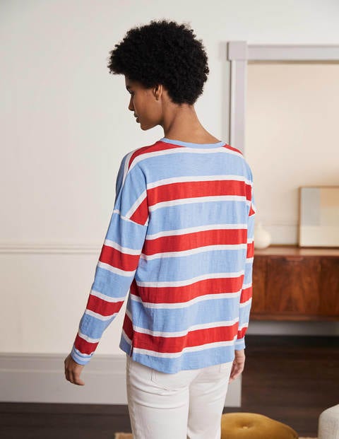 Boxy Jersey Tee - Frosted Blue/ Red Stripe Boxy Jersey Tee - Frosted Blue/ Red Stripe