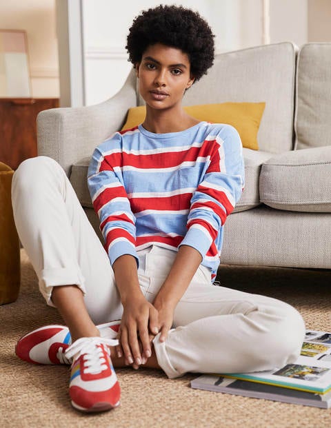 Boxy Jersey Tee - Frosted Blue/ Red Stripe Boxy Jersey Tee - Frosted Blue/ Red Stripe