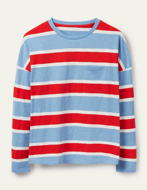 Boxy Jersey Tee - Frosted Blue/ Red Stripe Boxy Jersey Tee - Frosted Blue/ Red Stripe