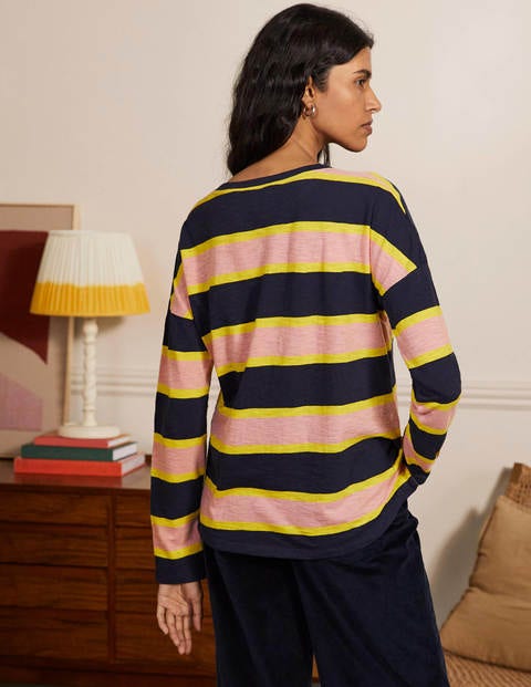 Boxy Jersey Tee - Navy/ Milkshake Stripe Boxy Jersey Tee - Navy/ Milkshake Stripe