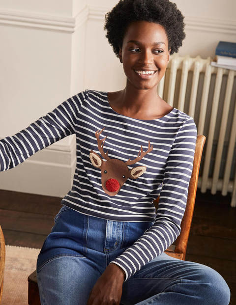 Statement Breton - Navy/ Ivory Reindeer Placement Statement Breton - Navy/ Ivory Reindeer Placement