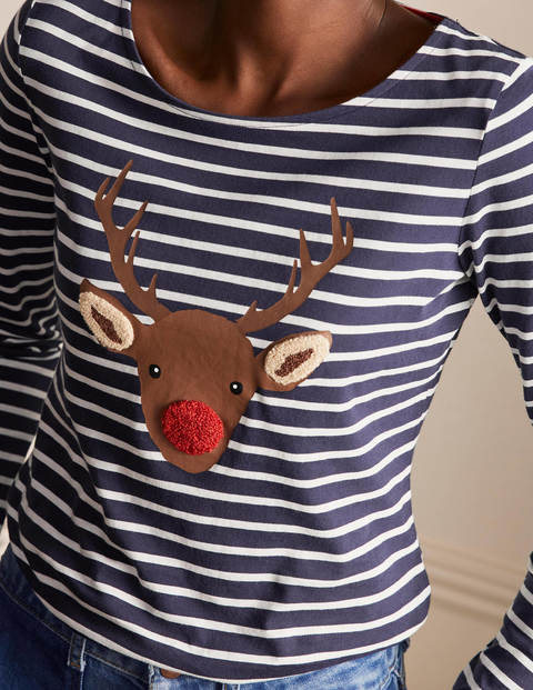 Statement Breton - Navy/ Ivory Reindeer Placement Statement Breton - Navy/ Ivory Reindeer Placement