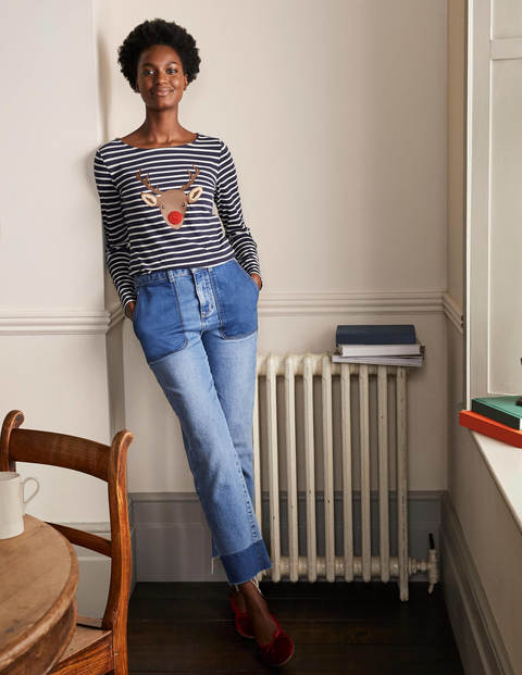 Statement Breton - Navy/ Ivory Reindeer Placement Statement Breton - Navy/ Ivory Reindeer Placement