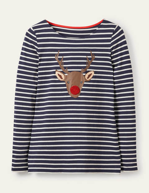 Statement Breton - Navy/ Ivory Reindeer Placement Statement Breton - Navy/ Ivory Reindeer Placement
