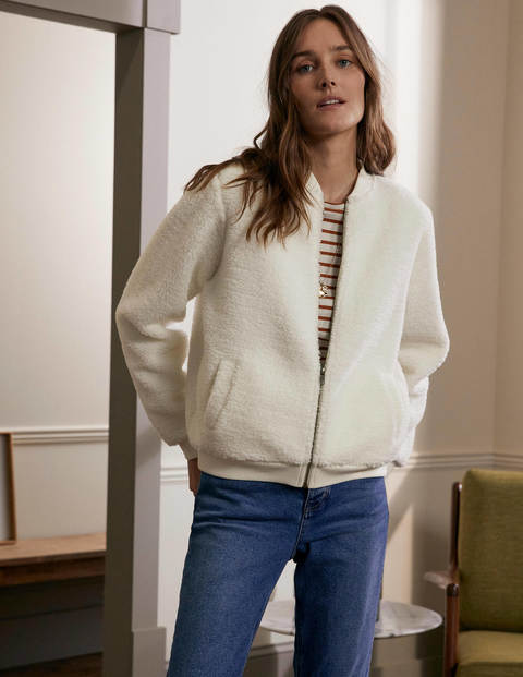 Teddy Zip-Through Jacket - Ivory Teddy Zip-Through Jacket - Ivory