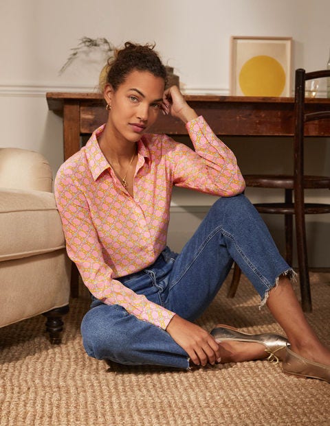 Silk Shirt - Dusk Cloud Pink, Chain Geo Silk Shirt - Dusk Cloud Pink, Chain Geo