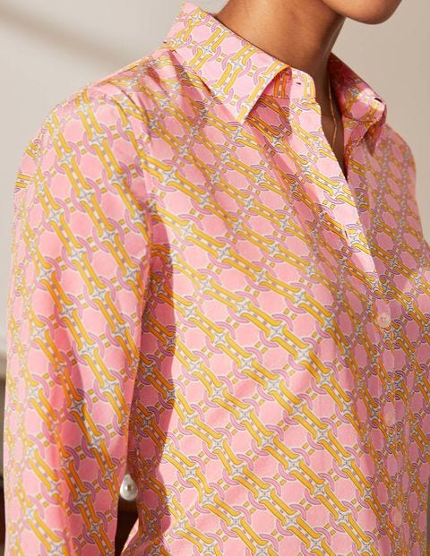 Silk Shirt - Dusk Cloud Pink, Chain Geo Silk Shirt - Dusk Cloud Pink, Chain Geo