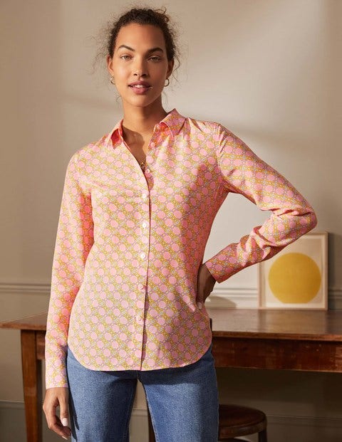 Silk Shirt - Dusk Cloud Pink, Chain Geo Silk Shirt - Dusk Cloud Pink, Chain Geo
