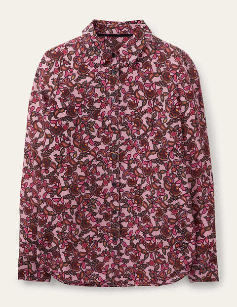 Silk Shirt - Old Rose, Exotic Floral Silk Shirt - Old Rose, Exotic Floral