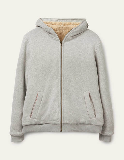 Teddy Lined Zip Through - Grey Marl Teddy Lined Zip Through - Grey Marl