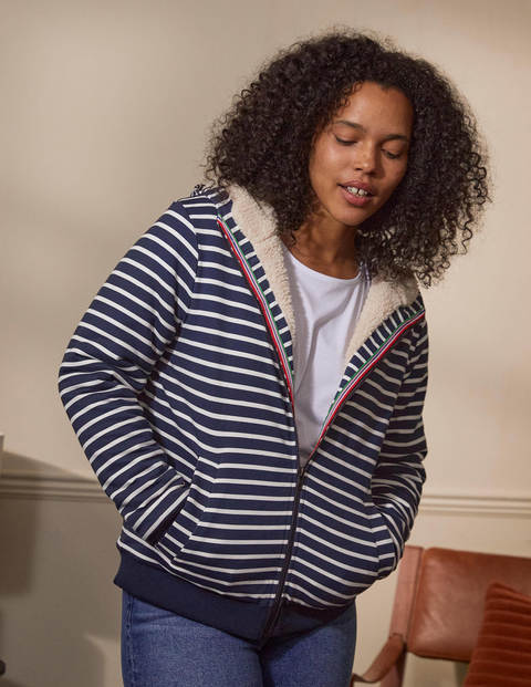 Teddy Lined Zip Through - Navy/ Ivory Teddy Lined Zip Through - Navy/ Ivory