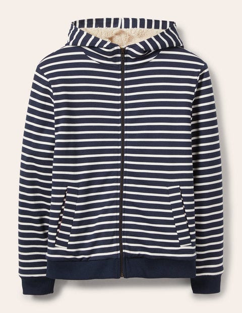 Teddy Lined Zip Through - Navy/ Ivory Teddy Lined Zip Through - Navy/ Ivory