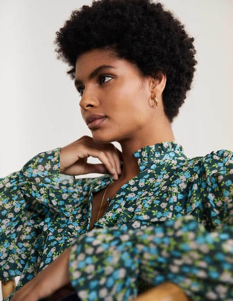 Zoe Frill Detail Blouse - Midnight Garden, Sprig Zoe Frill Detail Blouse - Midnight Garden, Sprig